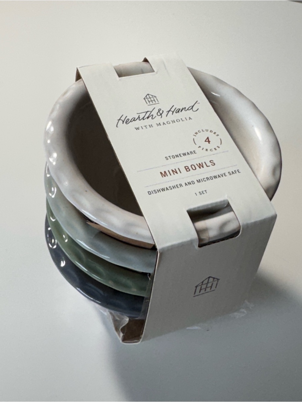 Hearth & Hand Magnolia Mini Stoneware Bowl Set — White, Green, Blue, Gray